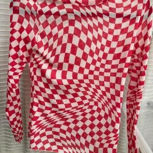 Source Unknown  hot pink and White Checkered Blouse
